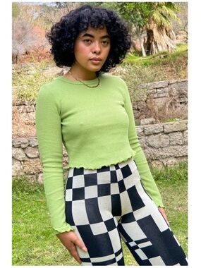 Lisa Says Gah Lola Thermal Long Sleeve Top in Green Size XS
